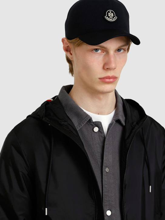 Moncler: CNY nylon baseball cap - Black - men_1 | Luisa Via Roma