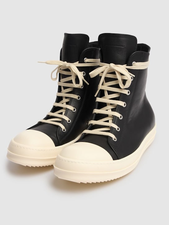Rick Owens: High sneakers - Black/Milk - men_2 | Luisa Via Roma
