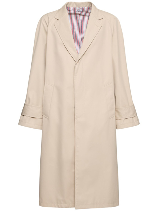 Thom Browne: Tailored raglan coat - Khaki - men_0 | Luisa Via Roma