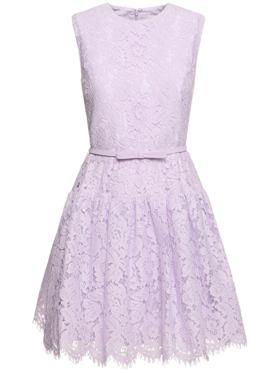 Self-portrait: Sleeveless lace cotton blend mini dress - women_0 | Luisa Via Roma