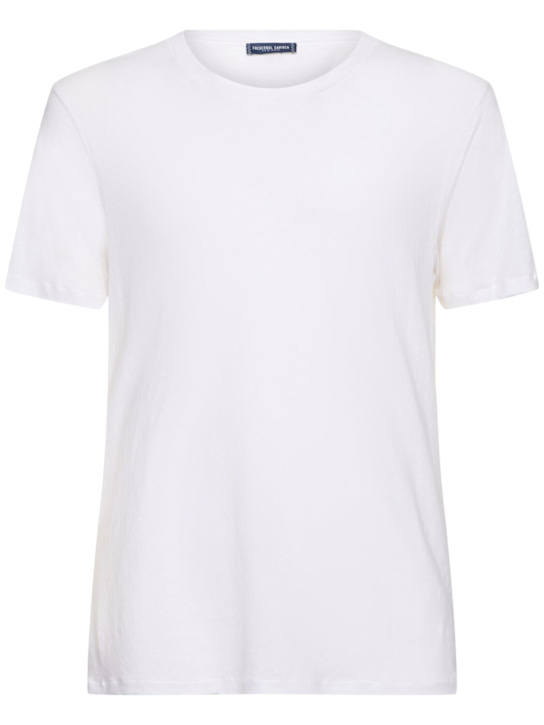 Frescobol Carioca: Lucio linen blend slim fit t-shirt - men_0 | Luisa Via Roma