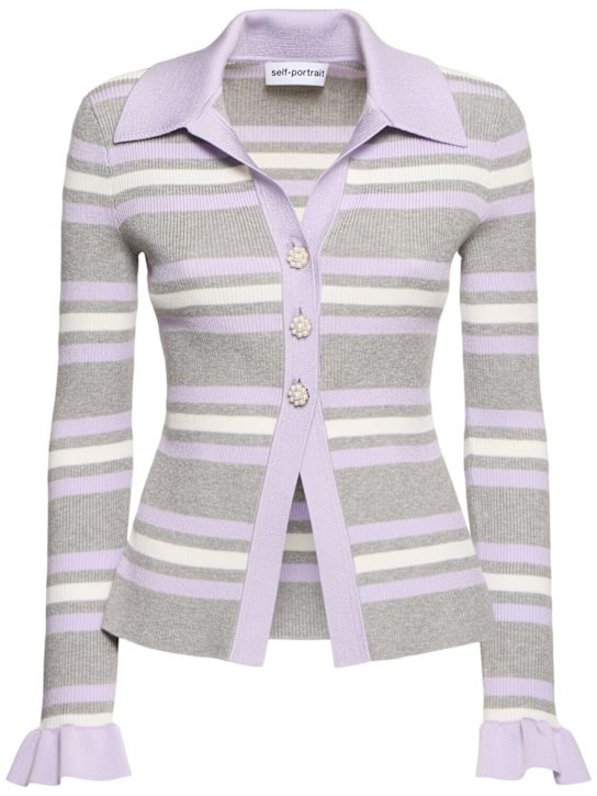 Self-portrait: Rib knit viscose blend top - women_0 | Luisa Via Roma