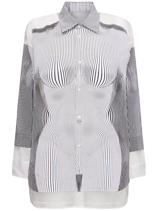 Jean Paul Gaultier: Body morphing pinstripe silk shirt - women_0 | Luisa Via Roma