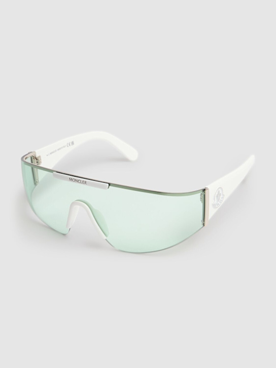 Moncler: Ombrate mask metal sunglasses - White/Green - men_1 | Luisa Via Roma