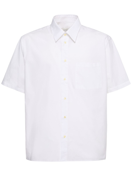 Laneus: Unisex poplin short sleeve shirt - Bianco/White - men_0 | Luisa Via Roma