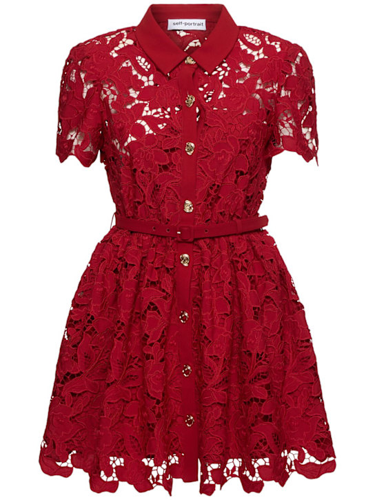 Self-portrait: Lace collared mini dress - women_0 | Luisa Via Roma