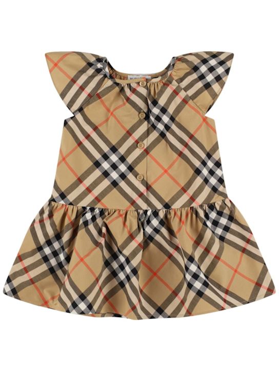 Burberry: Vestito in gabardina di cotone check - kids-girls_0 | Luisa Via Roma