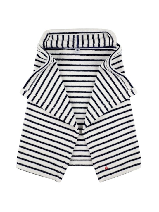 Petit Bateau: Printed cotton jersey swaddle blanket - White/Blue - kids-boys_0 | Luisa Via Roma