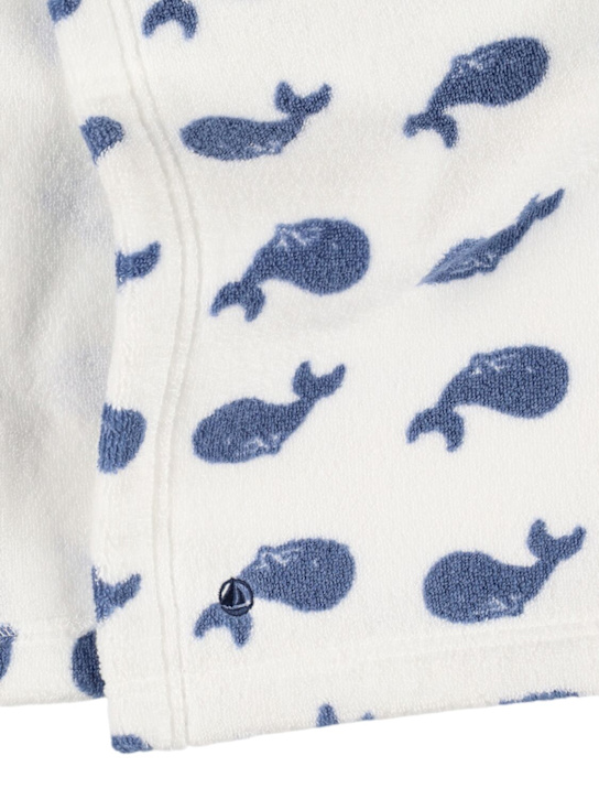 Petit Bateau: Printed cotton jersey swaddle blanket - White/Blue - kids-boys_1 | Luisa Via Roma