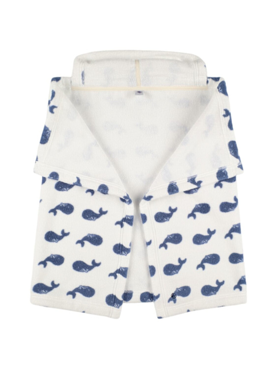 Petit Bateau: Printed cotton jersey swaddle blanket - White/Blue - kids-boys_0 | Luisa Via Roma