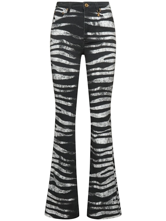 Roberto Cavalli: Zebra print stretch drill straight jeans - Black/White - women_0 | Luisa Via Roma
