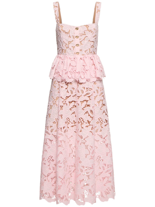 Self-portrait: Lace peplum midi dress - women_0 | Luisa Via Roma