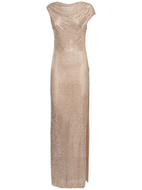 Self-portrait: Embellished drape maxi dress - women_0 | Luisa Via Roma