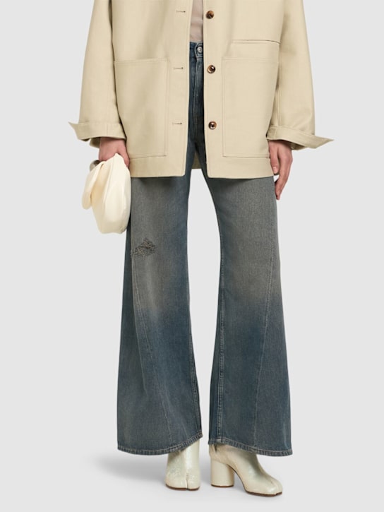 Maison Margiela: 80mm Tabi micro cut nappa boots - White Pearly - women_1 | Luisa Via Roma