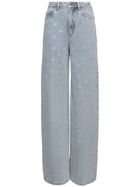 Self-portrait: Diamante embellished bow straight jeans - women_0 | Luisa Via Roma