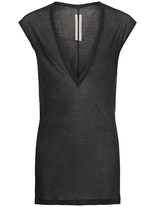 Rick Owens: Dylan V Neck cotton t-shirt - Black - men_0 | Luisa Via Roma