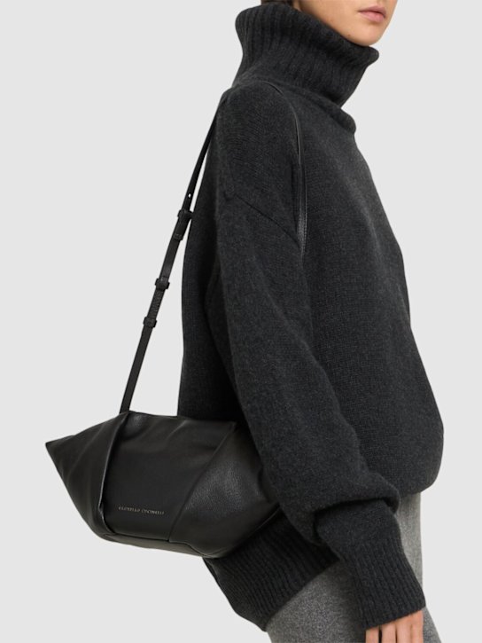 Brunello Cucinelli: Small grained leather clutch - Black - women_2 | Luisa Via Roma