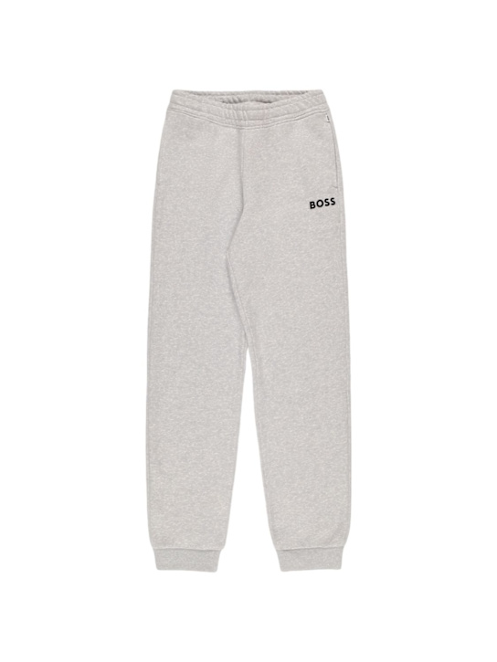 Boss: ブラッシュドコットンスウェットパンツ - kids-boys_0 | Luisa Via Roma
