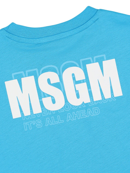 MSGM: Printed cotton jersey t-shirt - Blue - kids-girls_2 | Luisa Via Roma