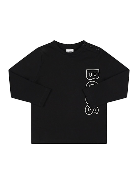 Boss: Cotton jersey long sleeve t-shirt - kids-boys_0 | Luisa Via Roma