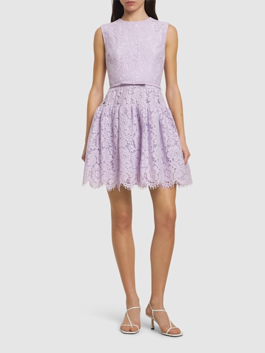 Self-portrait: Sleeveless lace cotton blend mini dress - women_1 | Luisa Via Roma