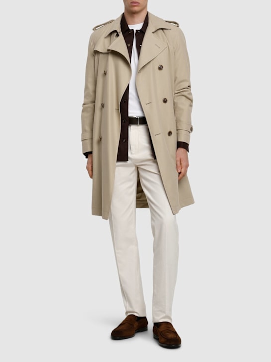 Boss: Hyde lyocell & cotton trench coat - Light Beige - men_1 | Luisa Via Roma