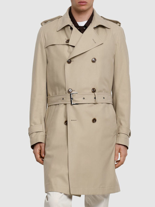 Boss: Hyde lyocell & cotton trench coat - Light Beige - men_3 | Luisa Via Roma