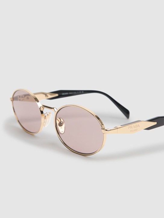 Prada: Heritage oval metal sunglasses - Gold/Pink - women_1 | Luisa Via Roma