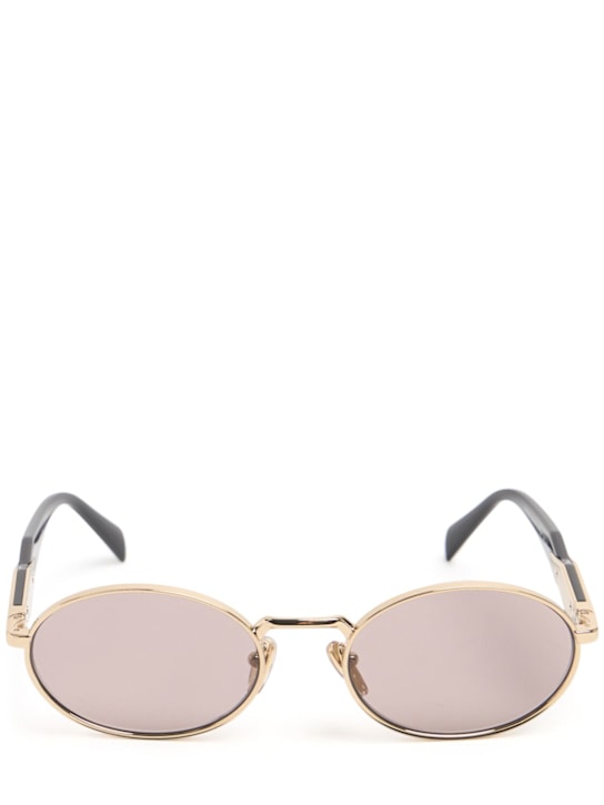 Prada: Heritage oval metal sunglasses - Gold/Pink - women_0 | Luisa Via Roma