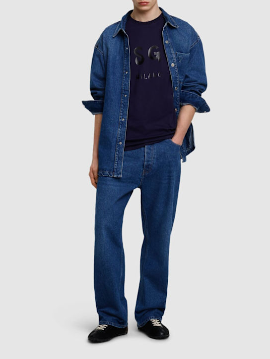 MSGM: Logo print cotton jersey t-shirt - men_1 | Luisa Via Roma