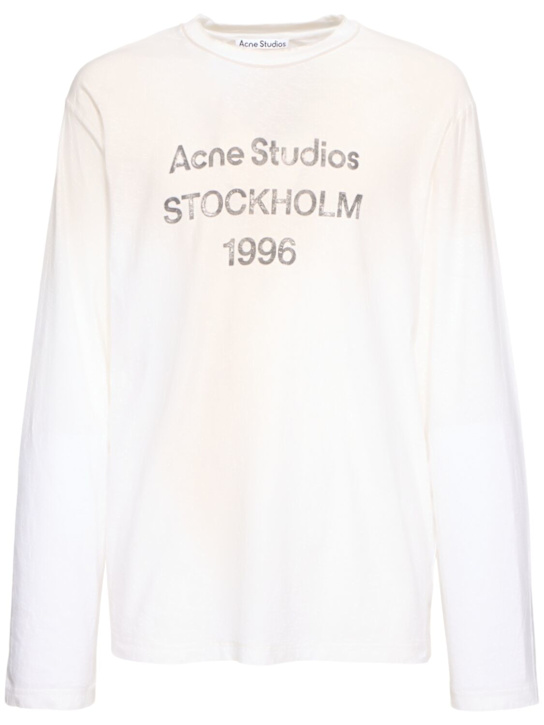 Acne Studios: Edden 1996 long sleeve t-shirt - Dusty White - men_0 | Luisa Via Roma