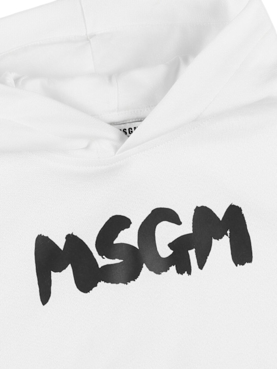 MSGM: Printed cotton hooded sweatshirt - White - kids-boys_1 | Luisa Via Roma