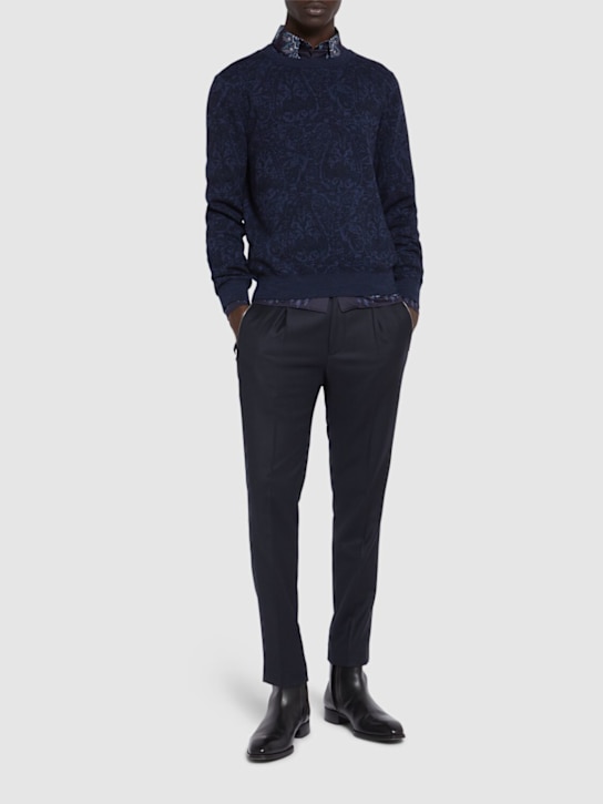 Etro: Wool blend jacquard crewneck sweater - men_1 | Luisa Via Roma