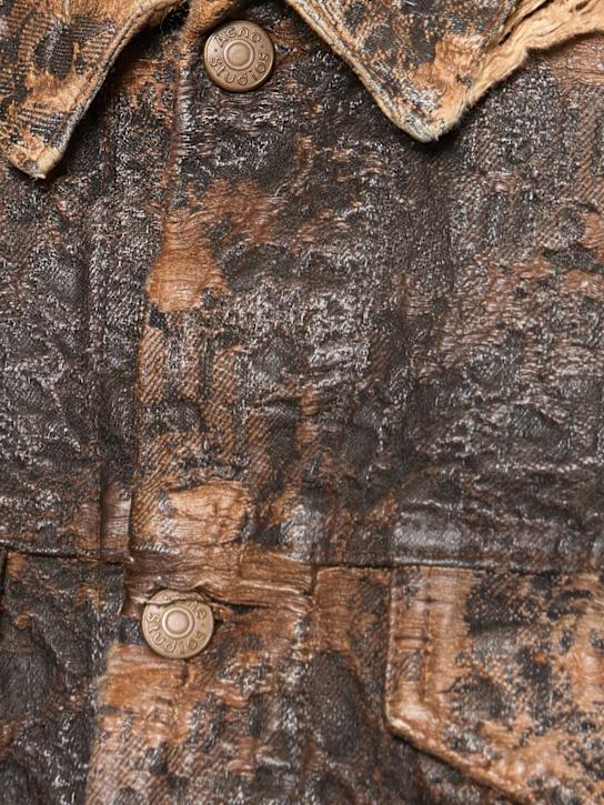 Acne Studios: Oraia monogram distressed denim jacket - Brown - men_4 | Luisa Via Roma