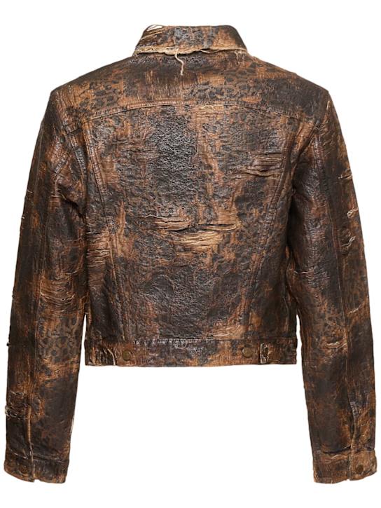 Acne Studios: Oraia monogram distressed denim jacket - Brown - men_3 | Luisa Via Roma