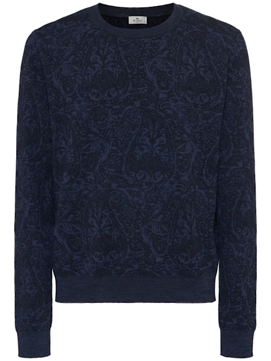 Etro: Wool blend jacquard crewneck sweater - men_0 | Luisa Via Roma