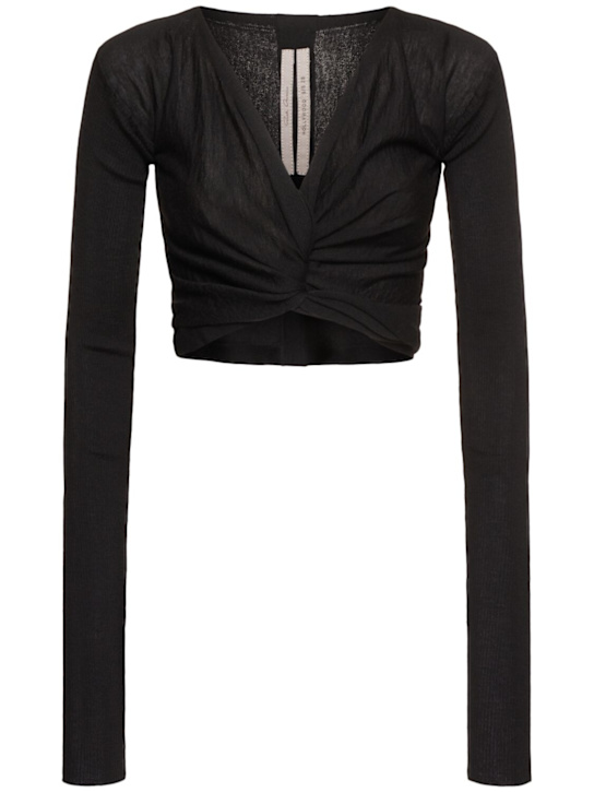 Rick Owens: Wrapped wool knit crop top - women_0 | Luisa Via Roma