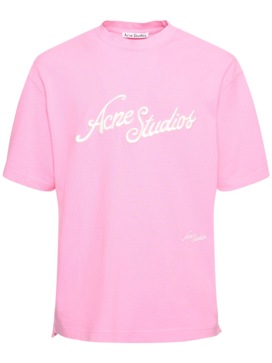 Acne Studios: Exford tourist logo piqué t-shirt - men_0 | Luisa Via Roma