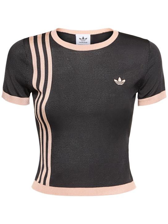 adidas Originals: Knitted 3-stripe t-shirt - women_0 | Luisa Via Roma