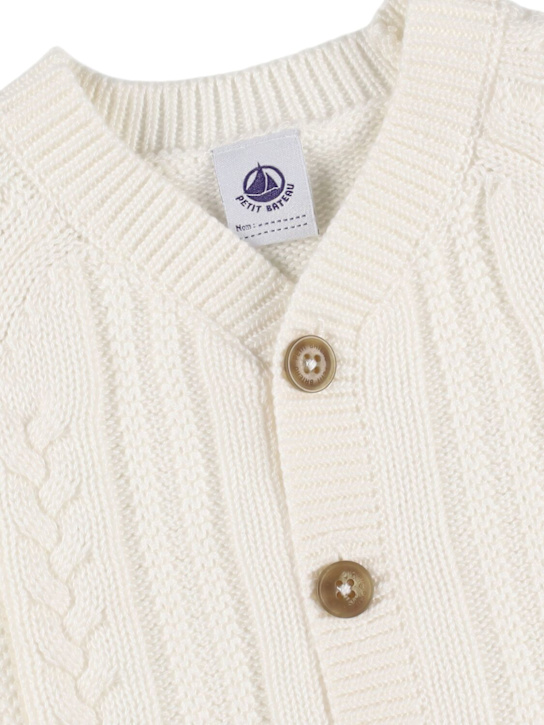 Petit Bateau: Cárdigan de punto de algodón - Blanco - kids-boys_1 | Luisa Via Roma