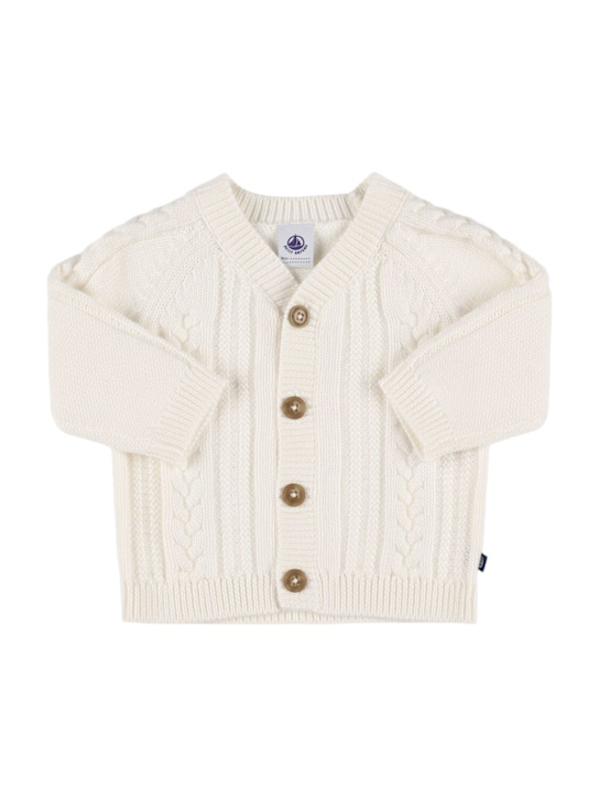 Petit Bateau: Cárdigan de punto de algodón - Blanco - kids-boys_0 | Luisa Via Roma