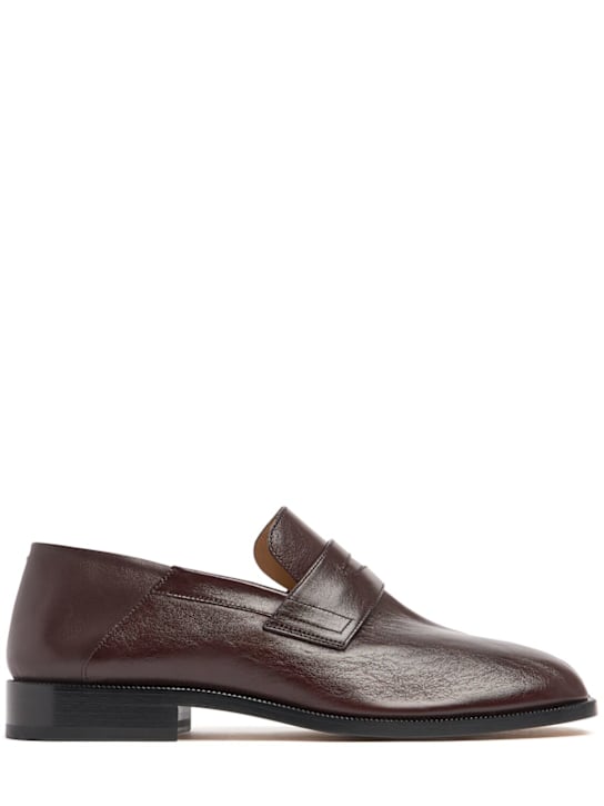 Maison Margiela: Tabi leather shoes - Vineyard Wine - men_0 | Luisa Via Roma