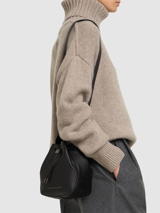 Brunello Cucinelli: Nano leather bucket bag - women_1 | Luisa Via Roma