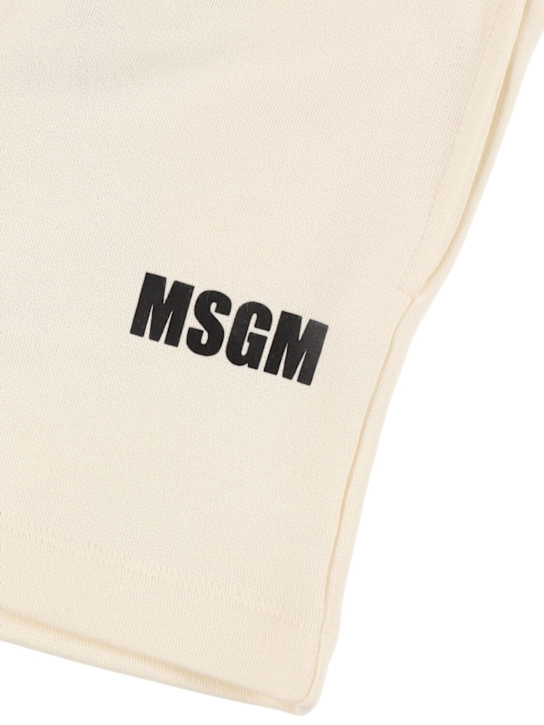 MSGM: Logo cotton sweat shorts - Off-White - kids-boys_1 | Luisa Via Roma
