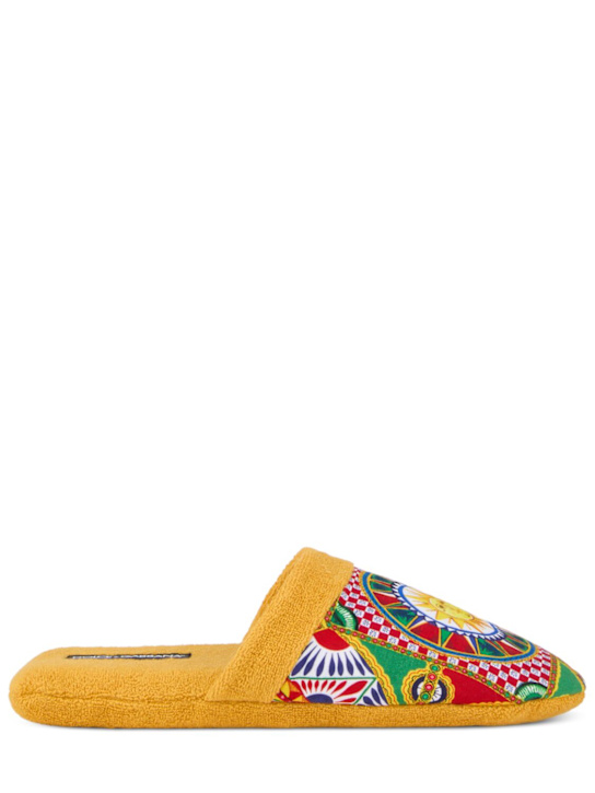 Dolce&Gabbana: Cotton terry slippers - Orange - men_3 | Luisa Via Roma