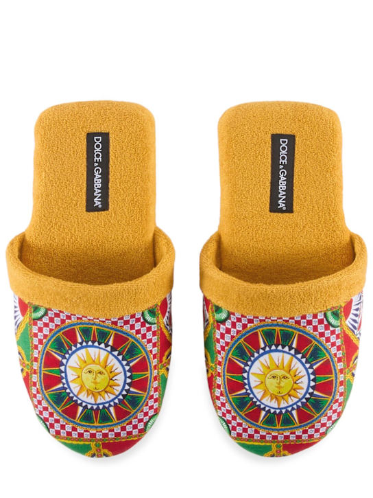 Dolce&Gabbana: Cotton terry slippers - Orange - men_1 | Luisa Via Roma