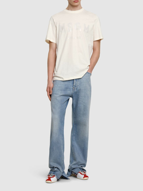 MSGM: Logo print cotton jersey t-shirt - men_1 | Luisa Via Roma