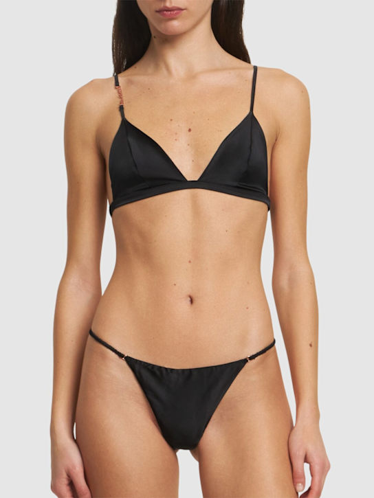 Fleur Du Mal: Logo luxe silk triangle bra - women_1 | Luisa Via Roma