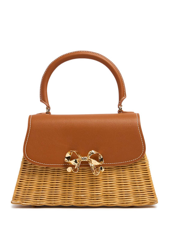 Self-portrait: Mini Bow rattan top handle bag - women_0 | Luisa Via Roma