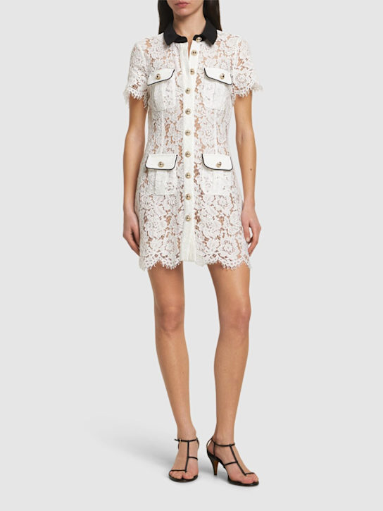 Self-portrait: Lace contrast collar mini dress - women_1 | Luisa Via Roma